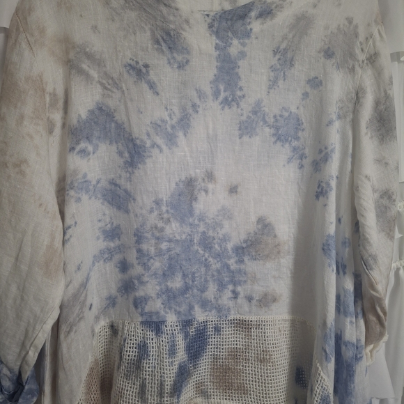 Belle France Boho Chic High Low Tie-Dye Tunic Top - Picture 2 of 5